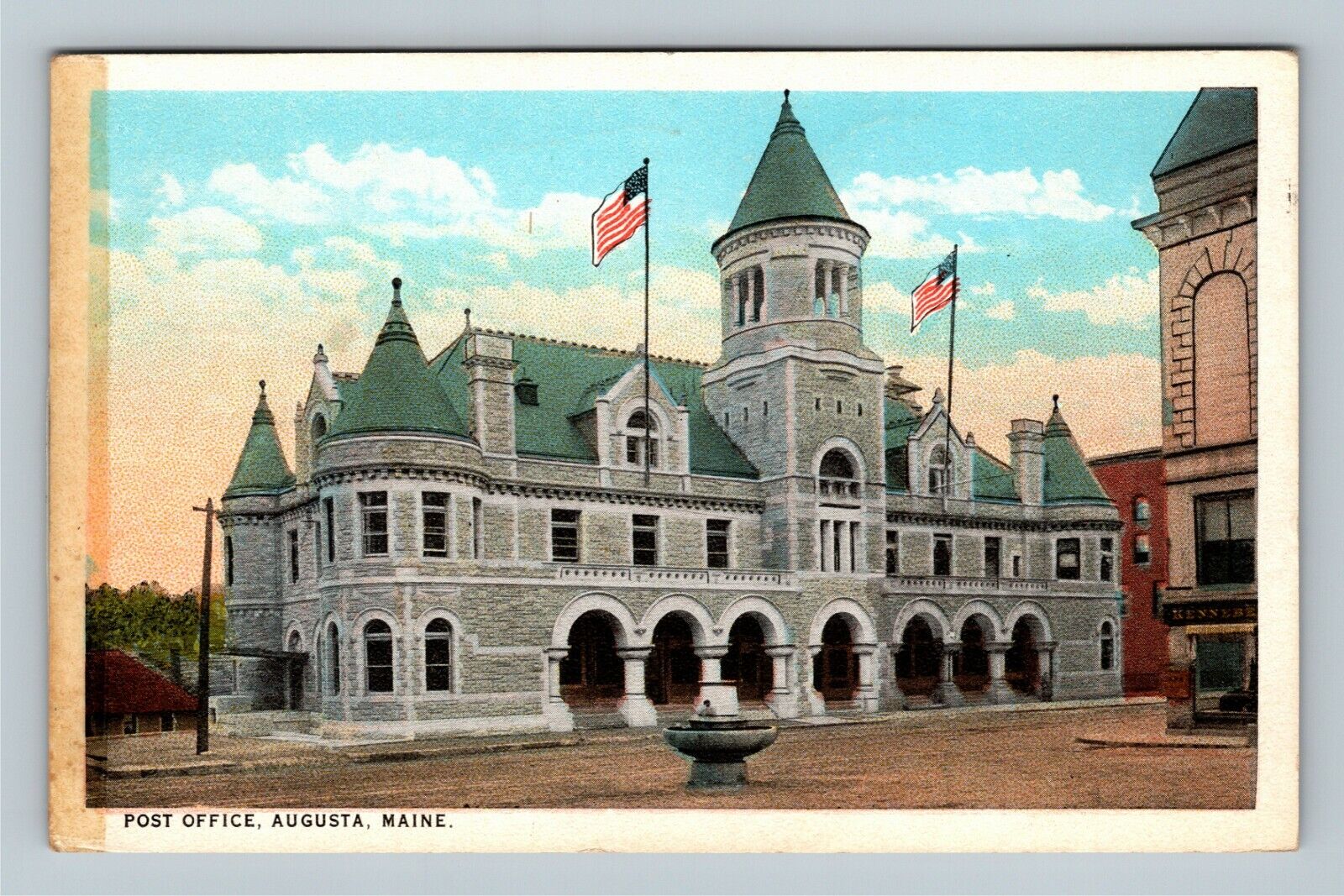 Augusta ME, Historic 1890 Post Office Building, Maine c1939 Vintage Postcard