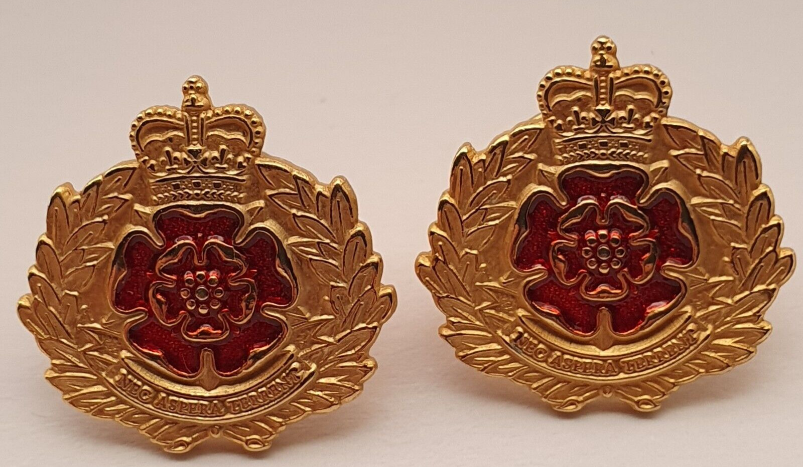 2 x The Queens Lancashire Regiment Enamel Pin Lapel Badges - British Military -