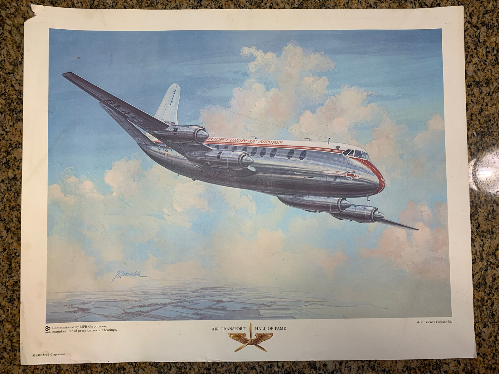 Air Transport Hall Of Fame print #12 Vickers Viscount 701 British European