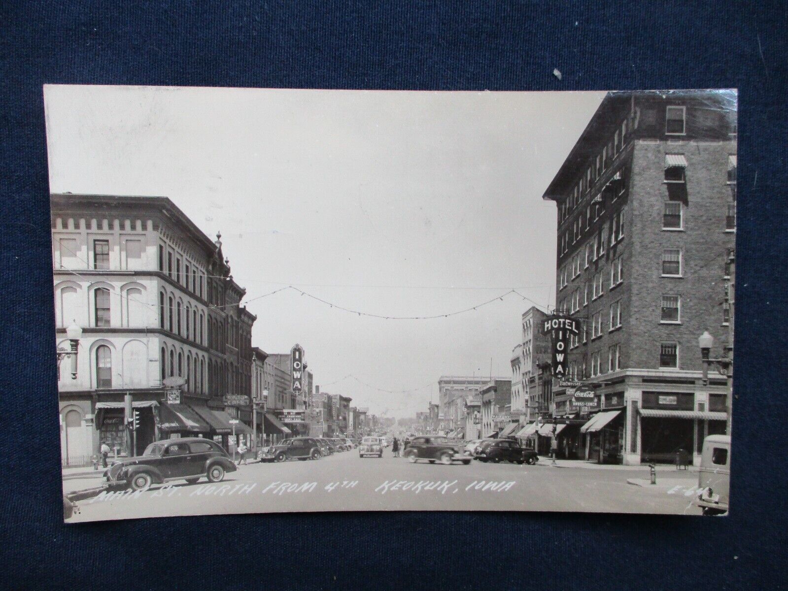 RP Keokuk Iowa Main Street 1942 Postcard