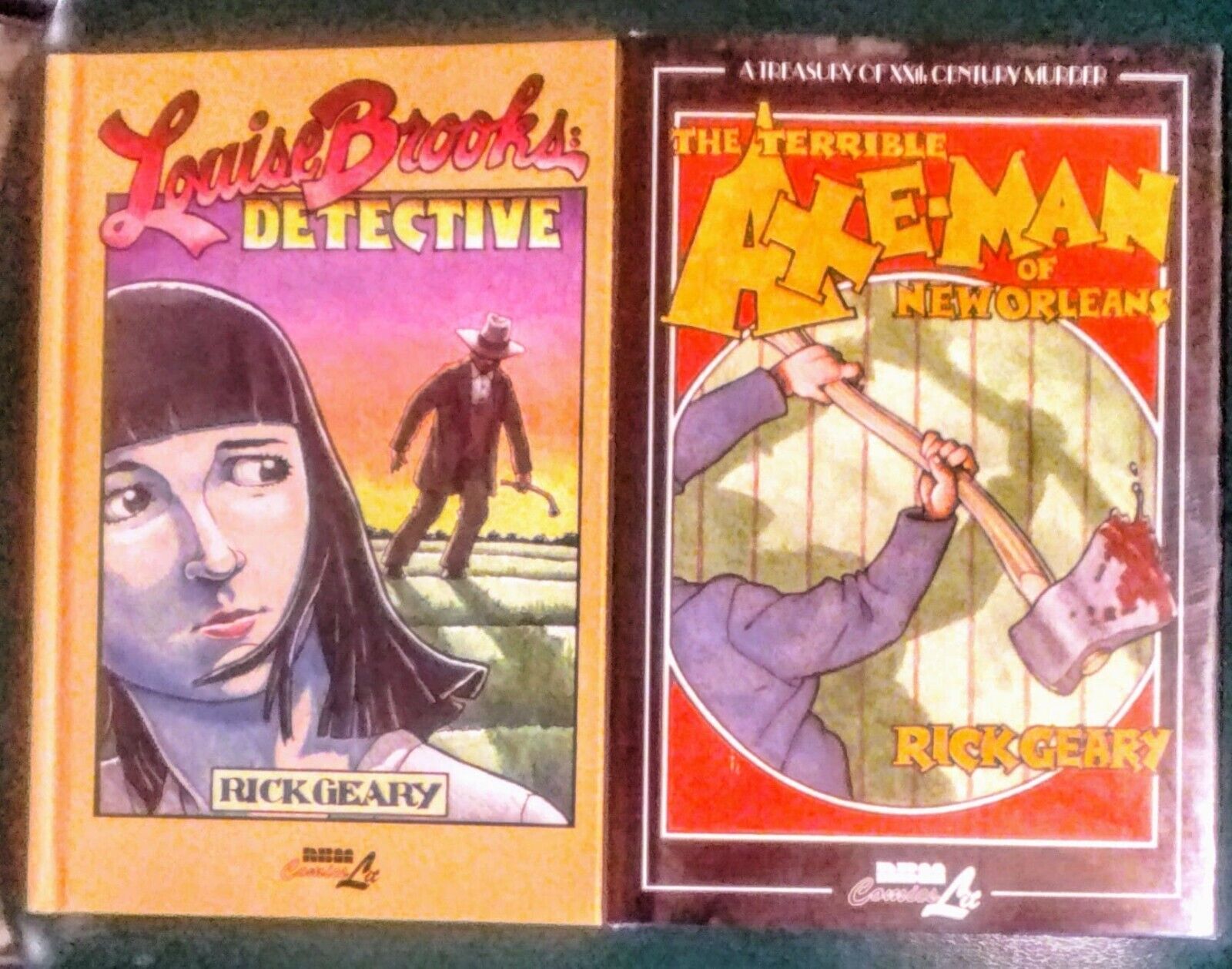 Rick Geary book lot, The Terrible Axe-Man of New Orleans/Louise Brooks Detective