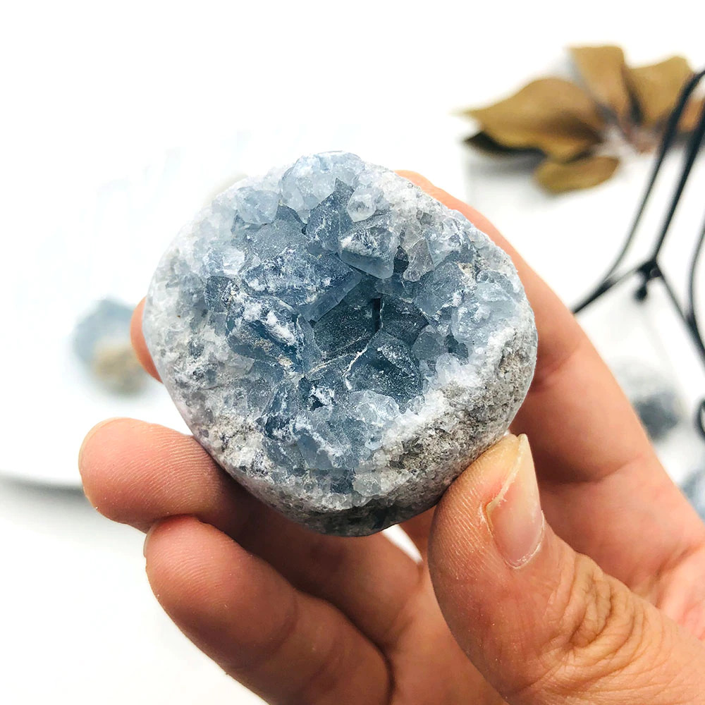 Blue Celestite Quartz Raw Crystal Cluster Healing Stones Druzy Geode Natural