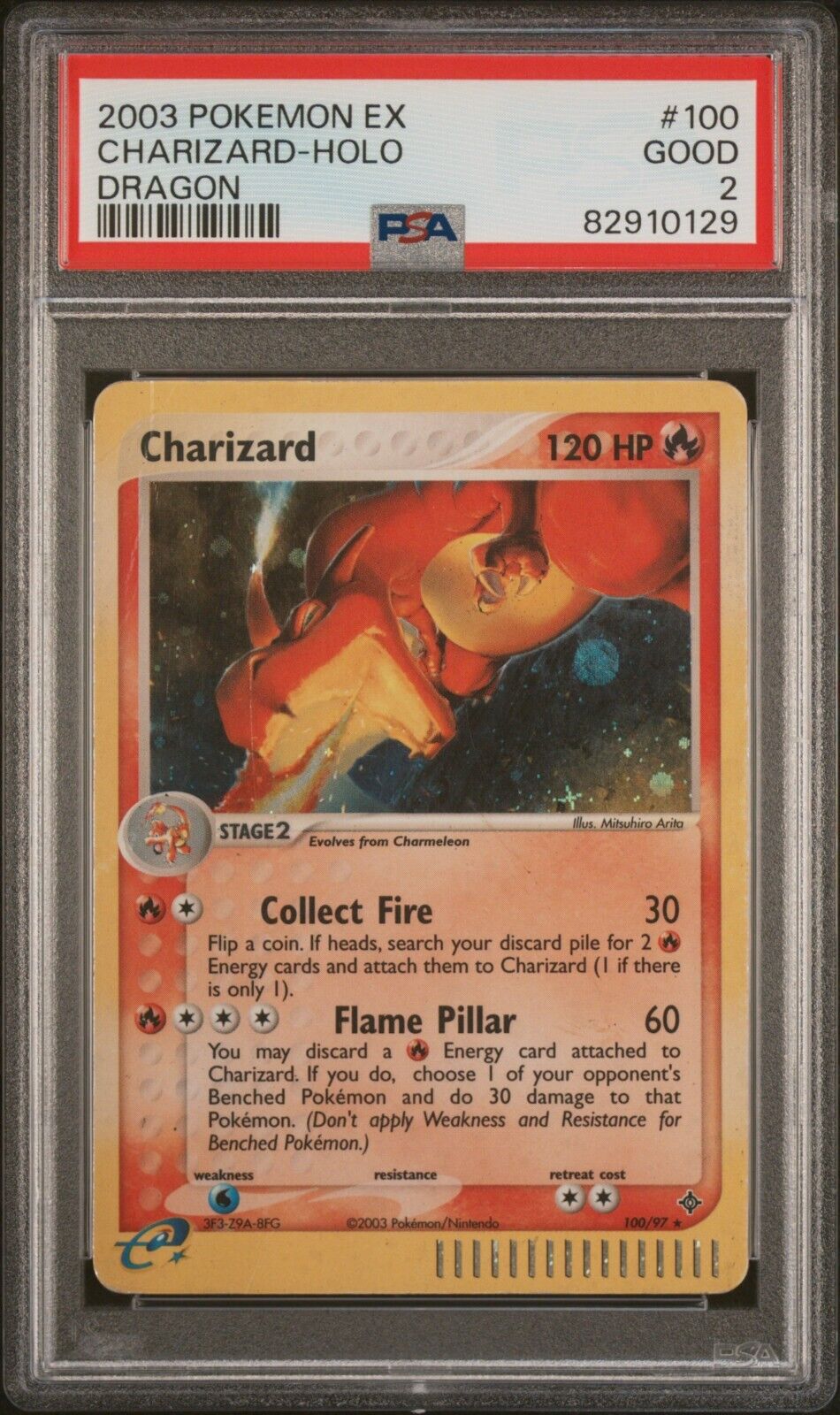 PSA 2 Good Charizard 100/97 Ex Dragon Holo Pokemon
