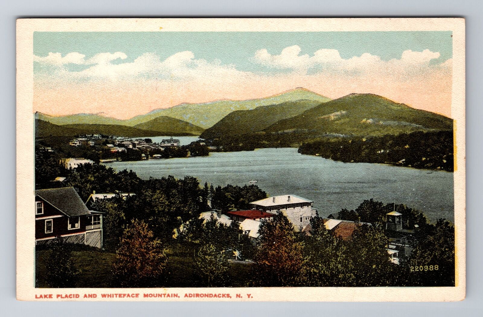 Lake Placid NY-New York, Lake Placid, Whiteface Mt., Antique Vintage Postcard