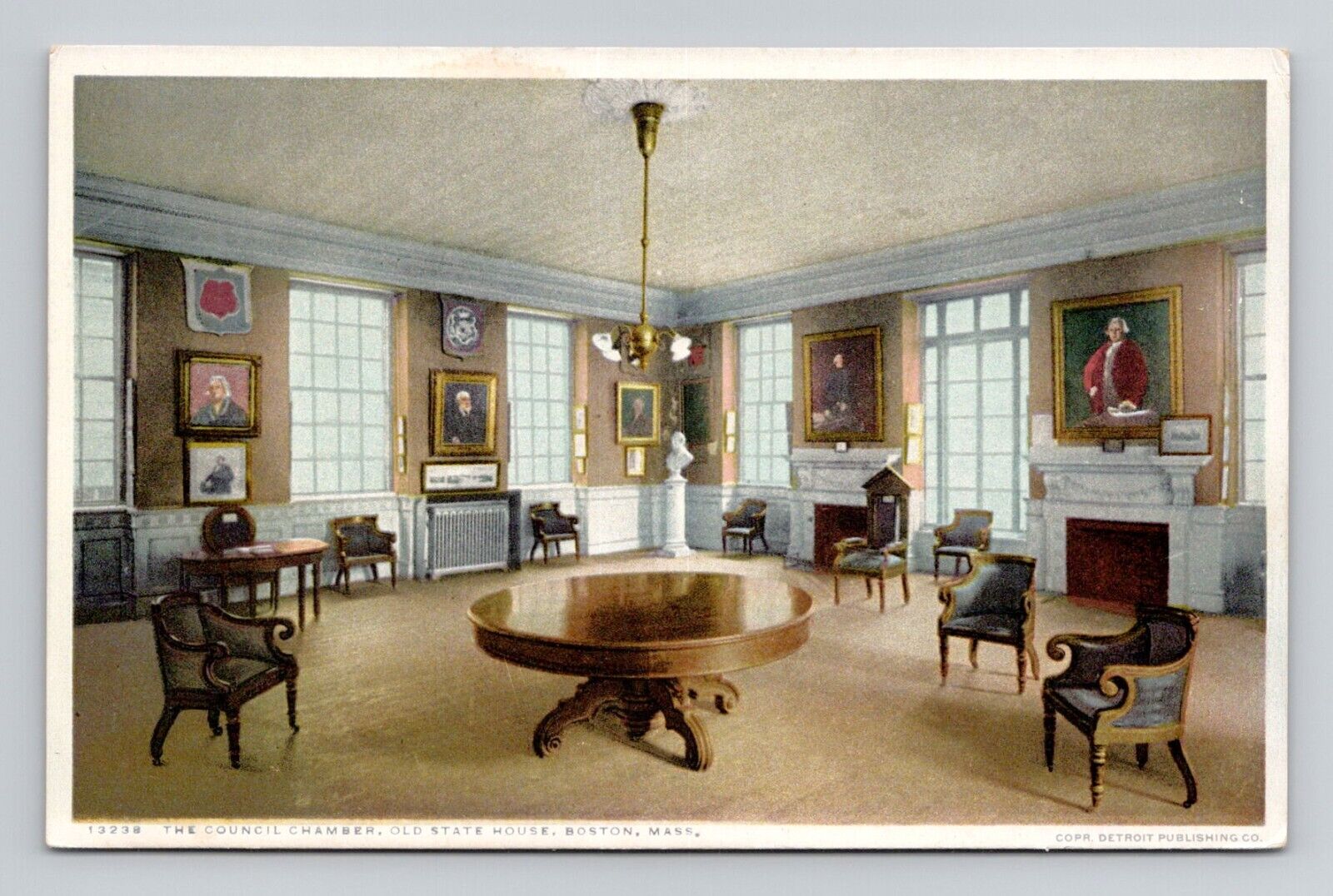 Postcard Council Chamber Old State House Boston MA, Detroit Pub Vintage G1