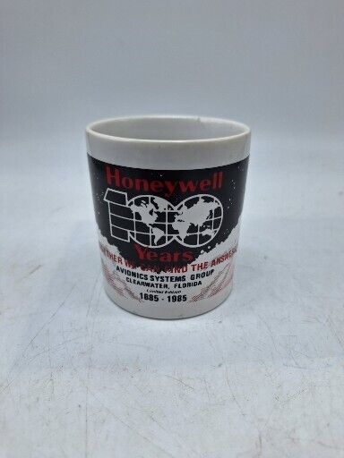 HONEYWELL - White Ceramic Coffee Cup / Mug, Vintage 100 Years 1885-1985 #sm1