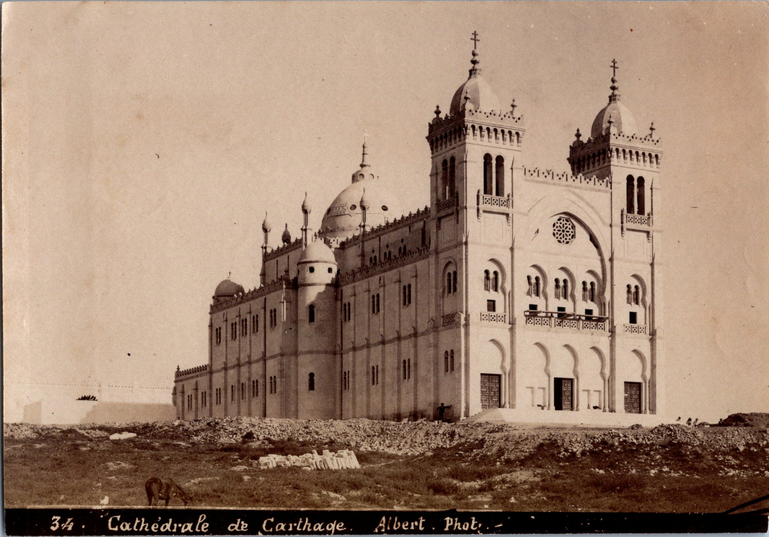 Tunisia, Carthage, St. Louis Cathedral, Vintage Print, ca.1890 Vintage Print