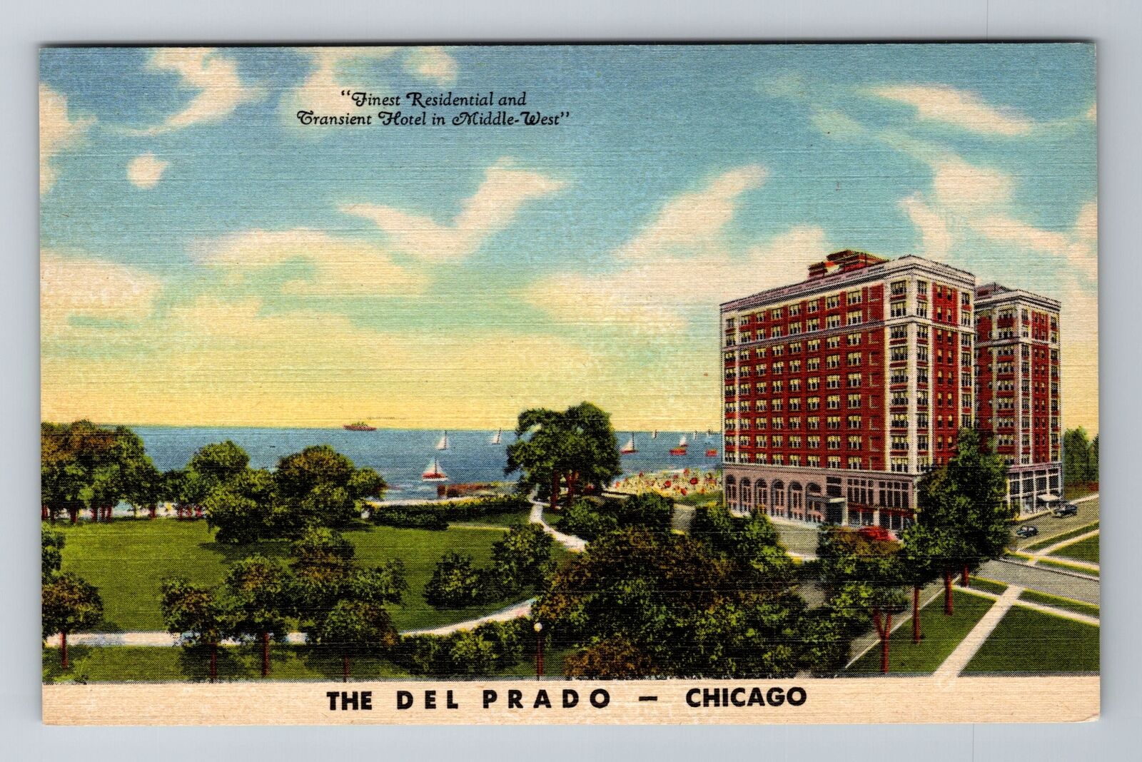 Chicago IL-Illinois, Del Prado Hotel, Advertising, Antique Vintage Postcard