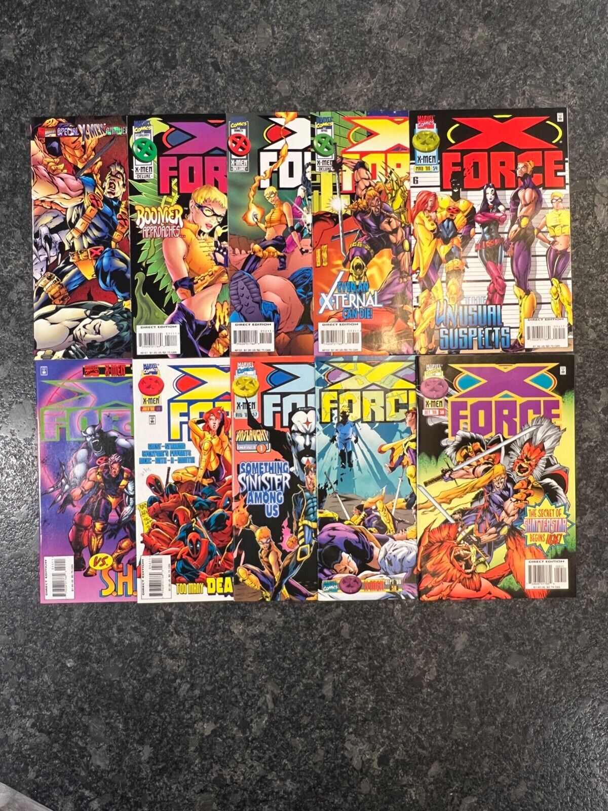 X-Force, Vol. 1 #50C,51-59 (1996, Marvel Comics) Lot x10 with card packs