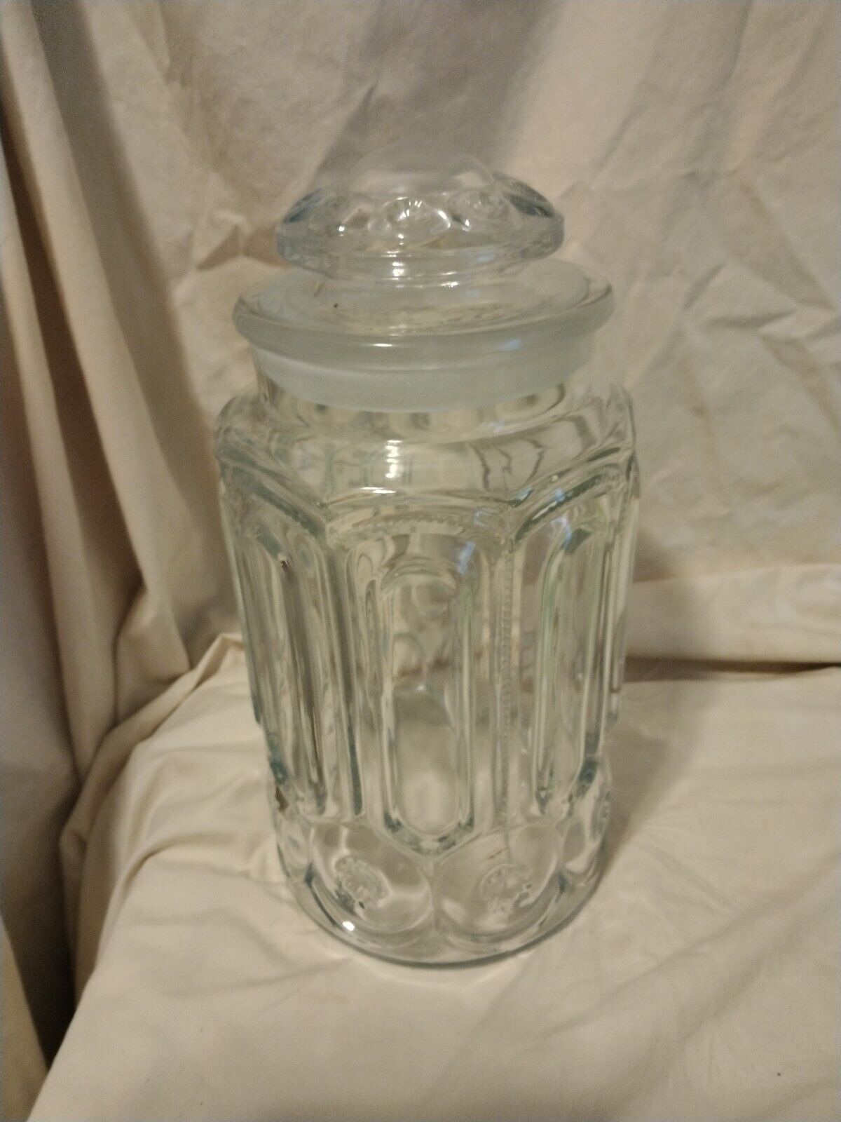 Vintage L. E. Smith Moon and Stars Large Clear Glass Canister