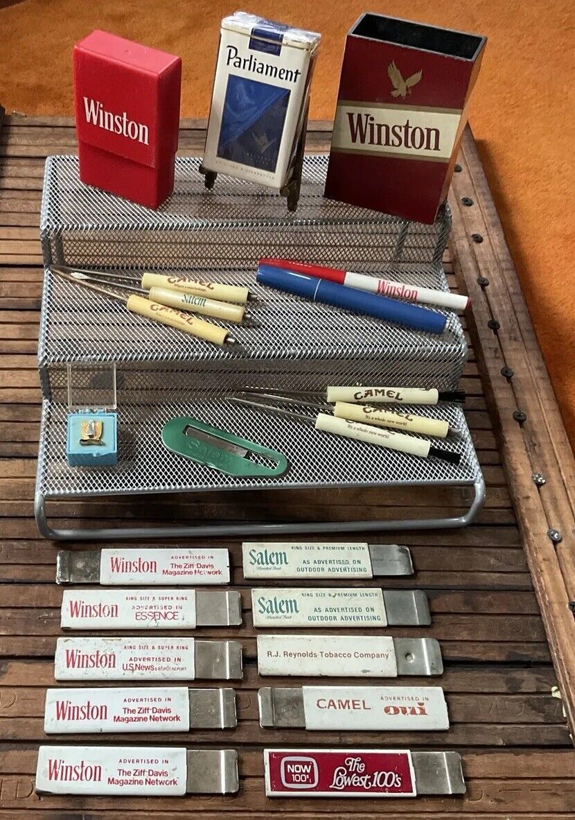 Vintage RJR Winston Salem Cigarette Advertising Lot - 25 Yr Pin, Playing Cards +