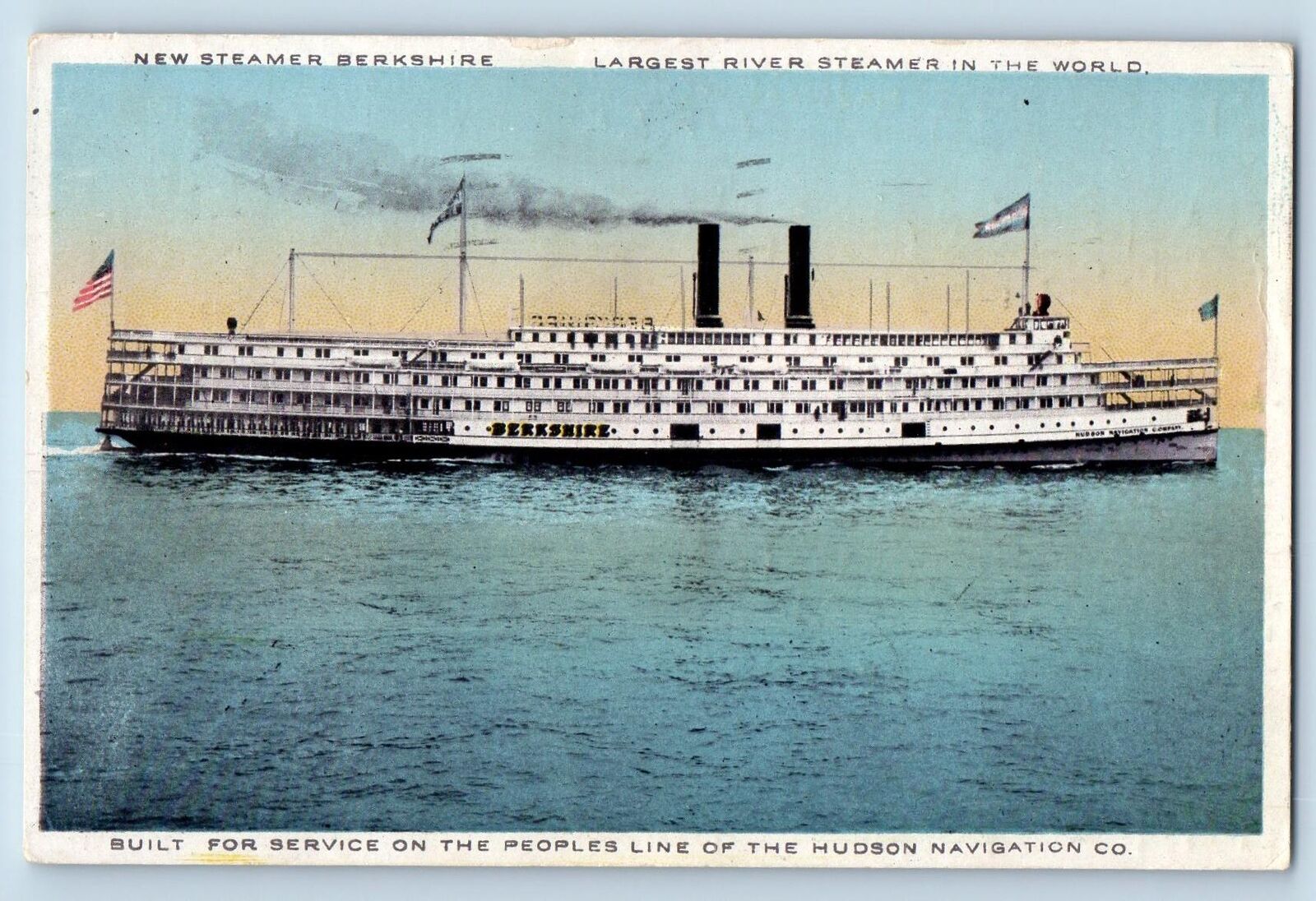 1913 Steamer Berkshire Hudson Navigation Largest Passenger Ship River Postcard