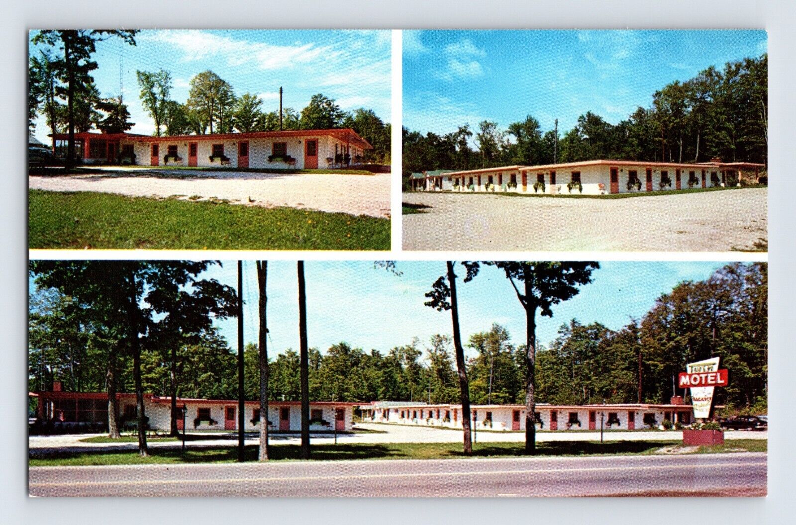 Postcard Michigan Levering MI Twin Motel 1960s Unposted Chrome