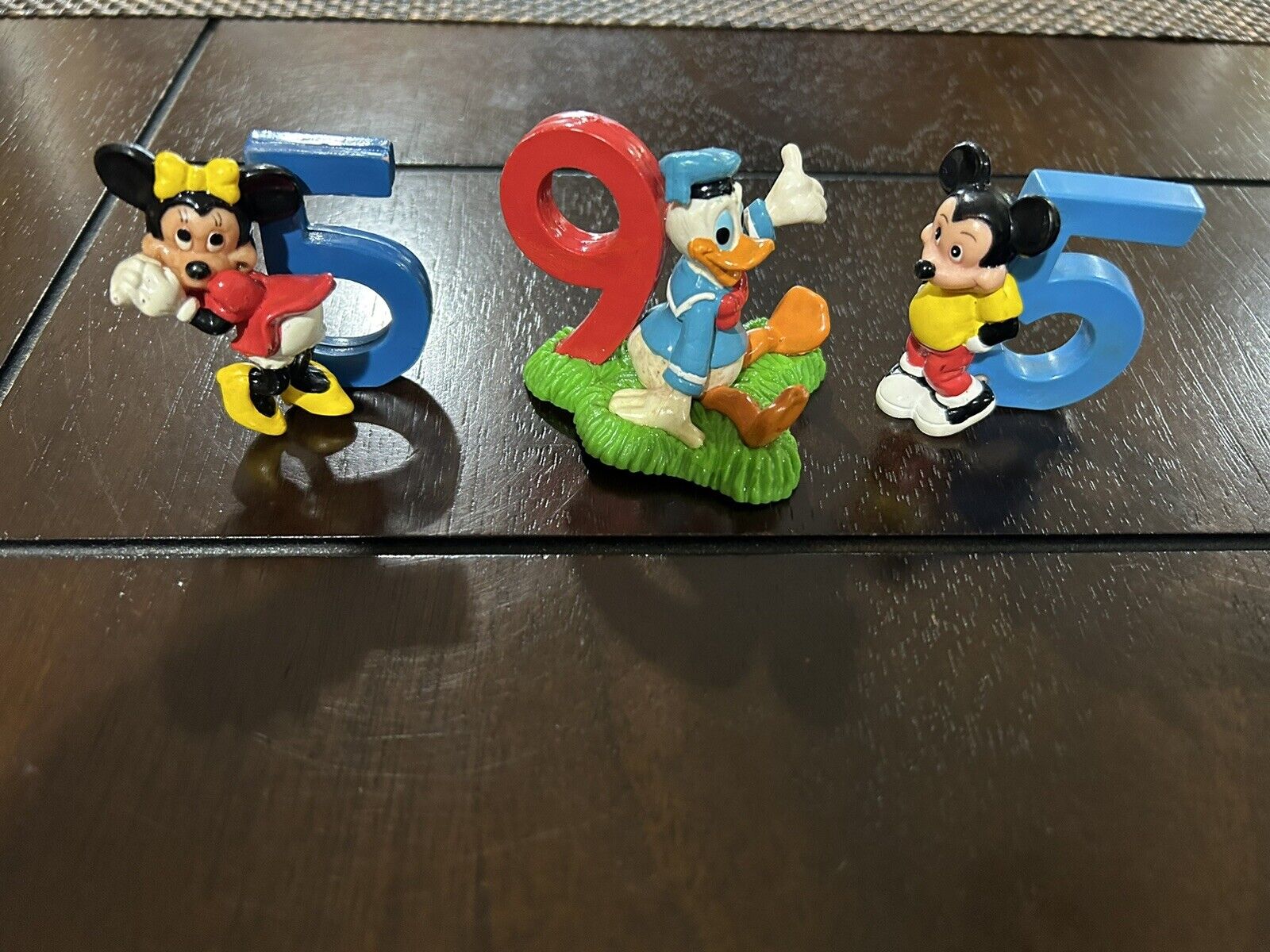 Vintage Mickey Mouse Minnie Donald Duck Applause PVC Birthday Cake Topper Age 
