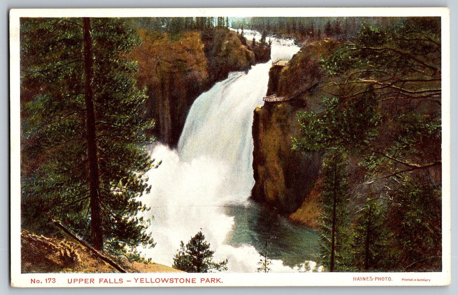 Yellowstone Park, Wyoming WY - Aerial View - Upper Falls - Vintage Postcard