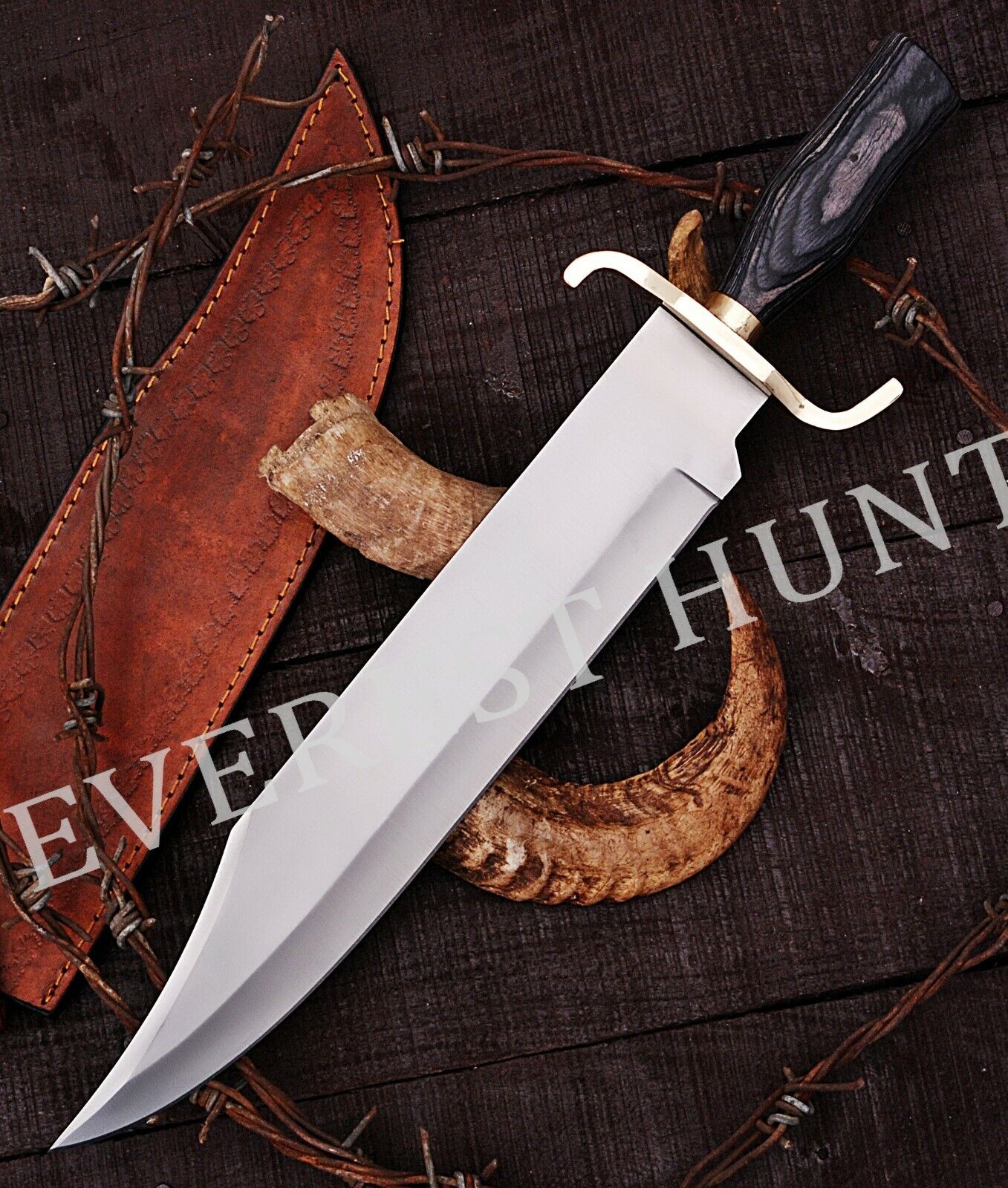 20'' Massive Big Everest custom Old West Bowie Hunting Knife - Quality w/Sheath 
