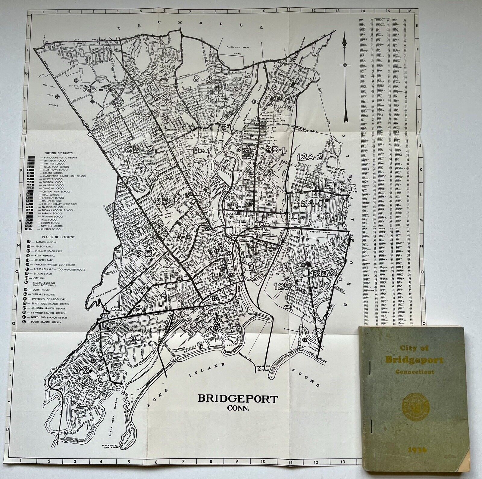 Vintage 1936 City Manual Booklet Handbook Bridgeport CT Map Government
