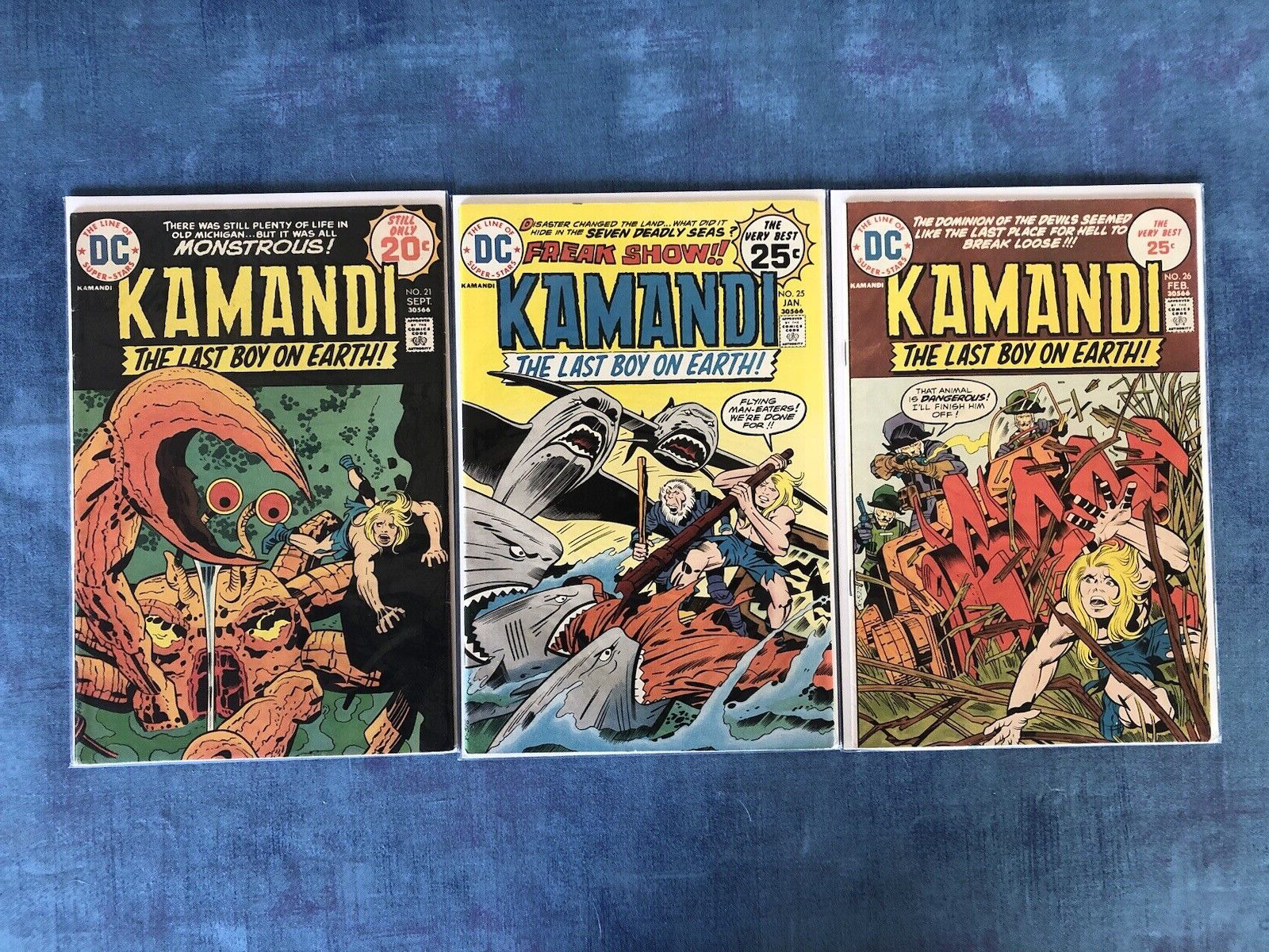 KAMANDI - LAST BOY ON EARTH  #21, 25, 26 -LOT OF 3 COMIC BOOKS - DC COMICS F/VF