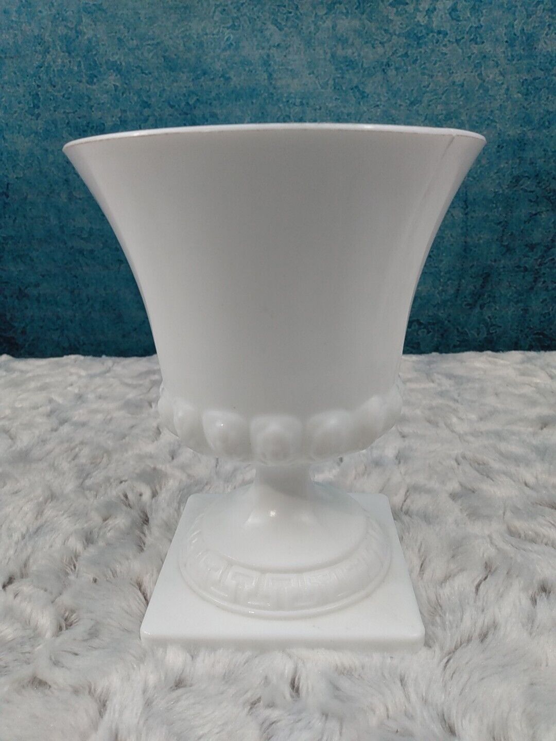 E.O. Brody Co. Vintage White Milk Glass 7” Tall Footed Vase/Planter/ Grecian Urn
