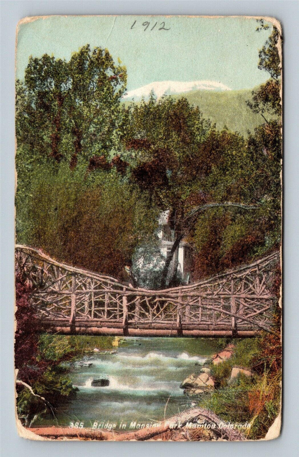 Manitou CO, Bridge In Mansion Park, Colorado c1912 Vintage Postcard