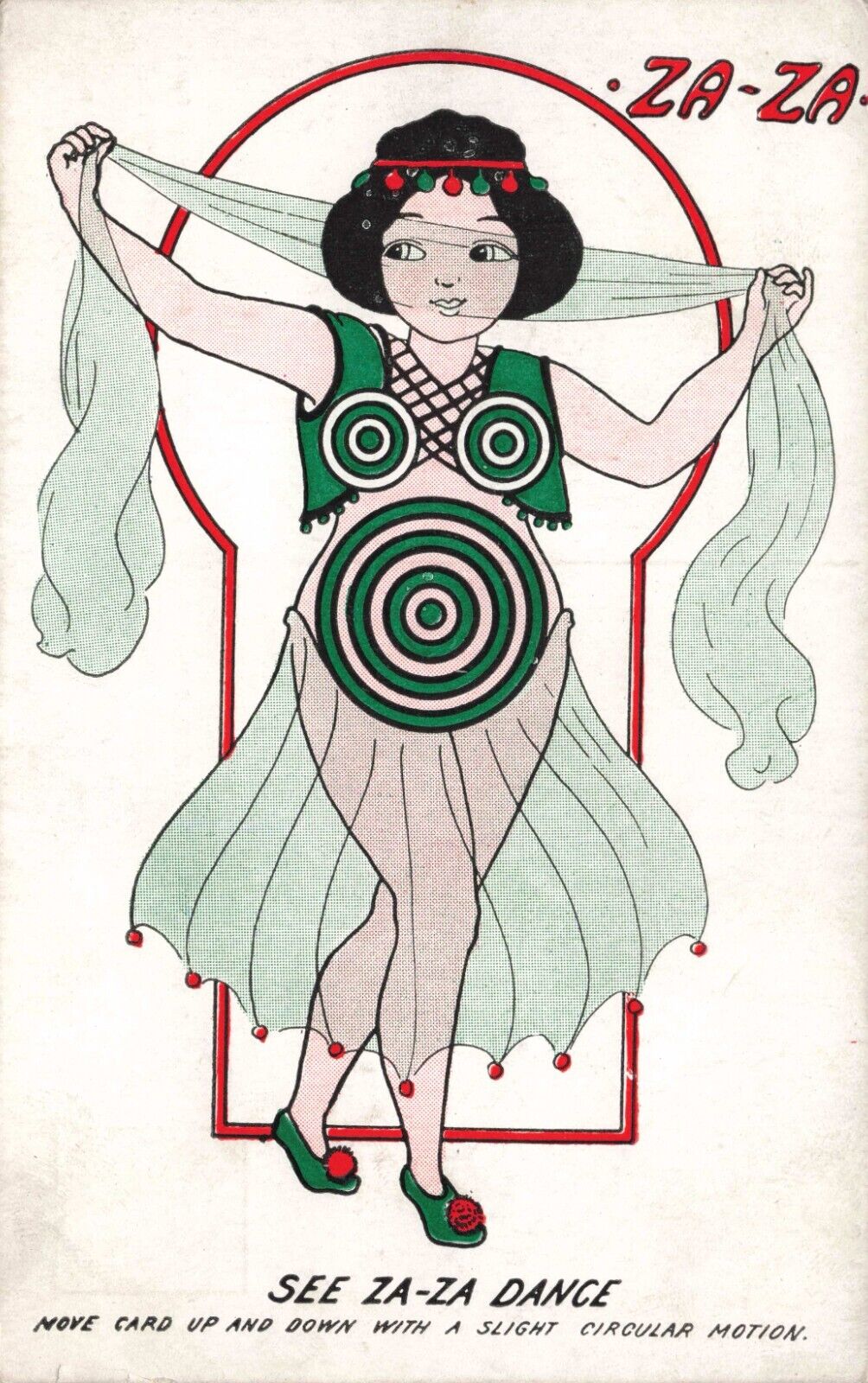 See Za Za Dance Optical Illusion Belly Dancer Vintage Novelty Postcard