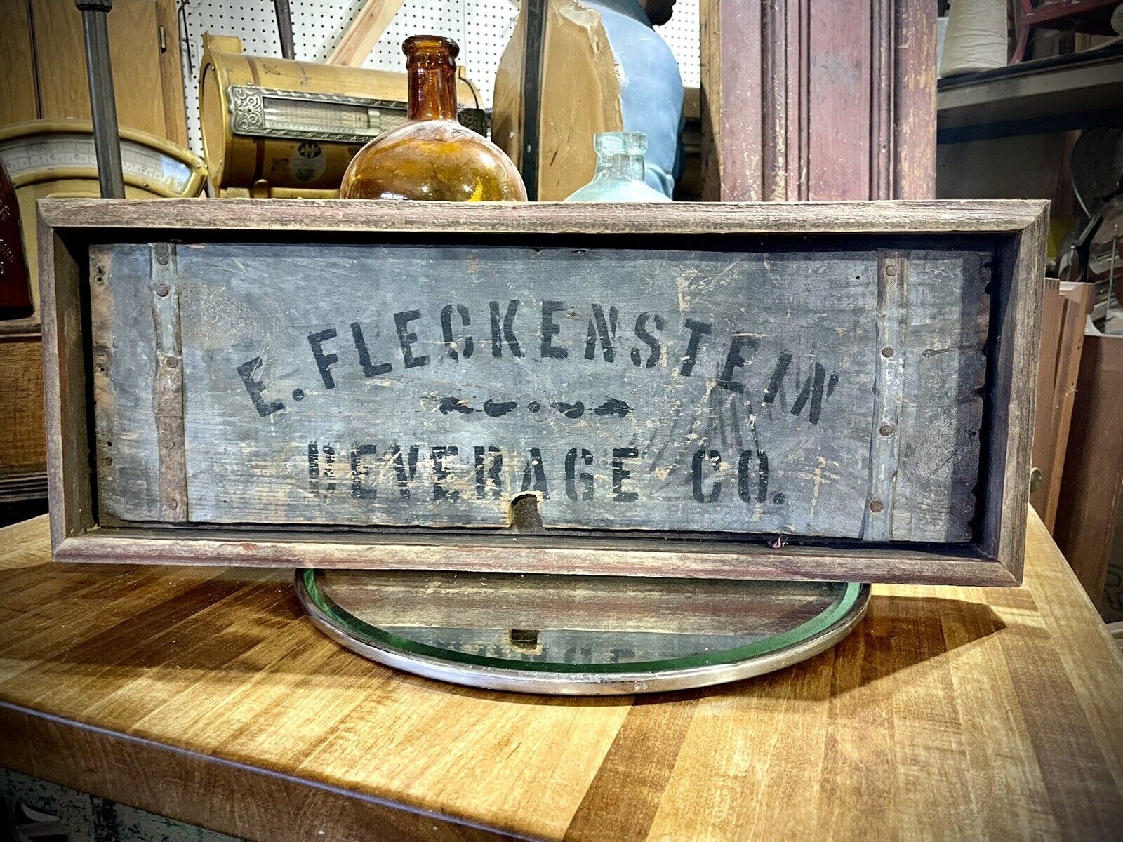 Rare Antique E Fleckenstien Beer Crate Box End Sign Wood Advertising MN