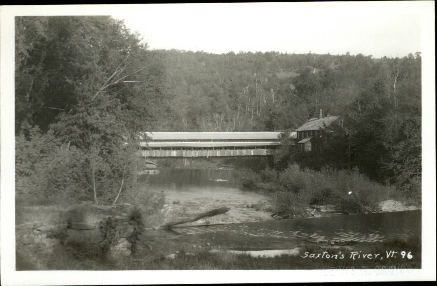 RPPC Covered Bridge Saxton\'s River Vermont VT ~ Kodak real photo postcard