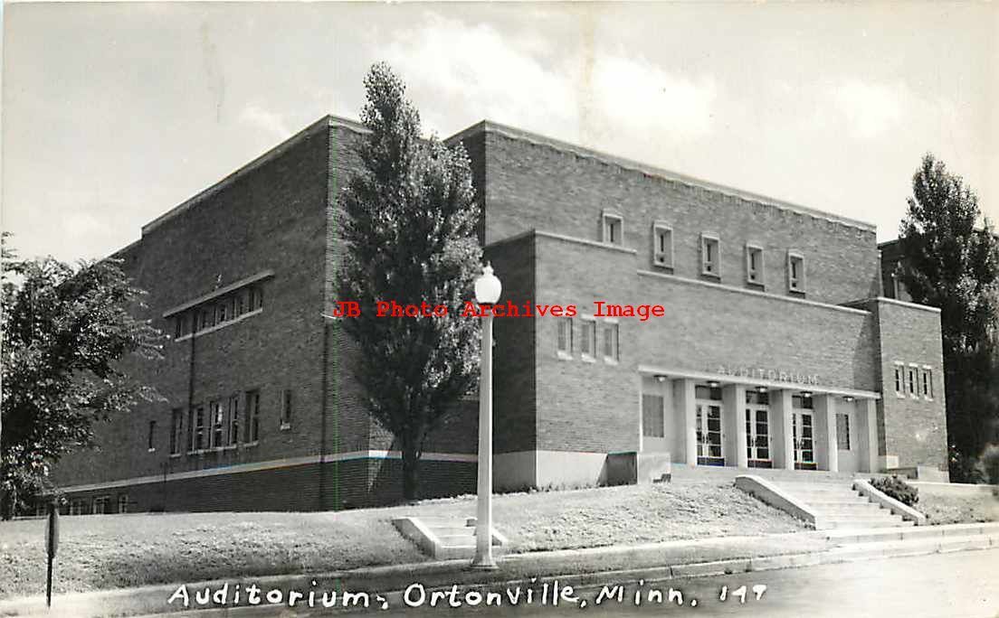 MN, Ortonville, Minnesota, RPPC, Auditorium, Exterior View, Pearson Photo No 149