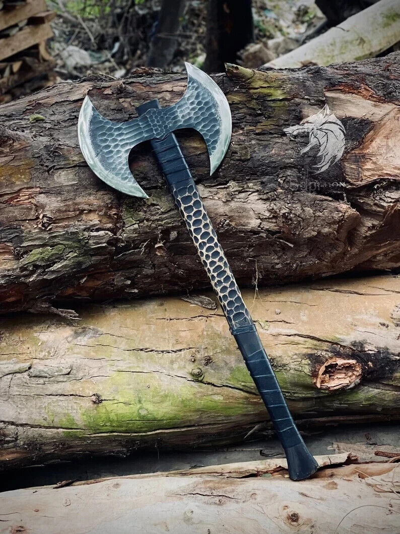 Handmade Double Headed axe with Ash wood shaft, Birthday gift, Camping Axe