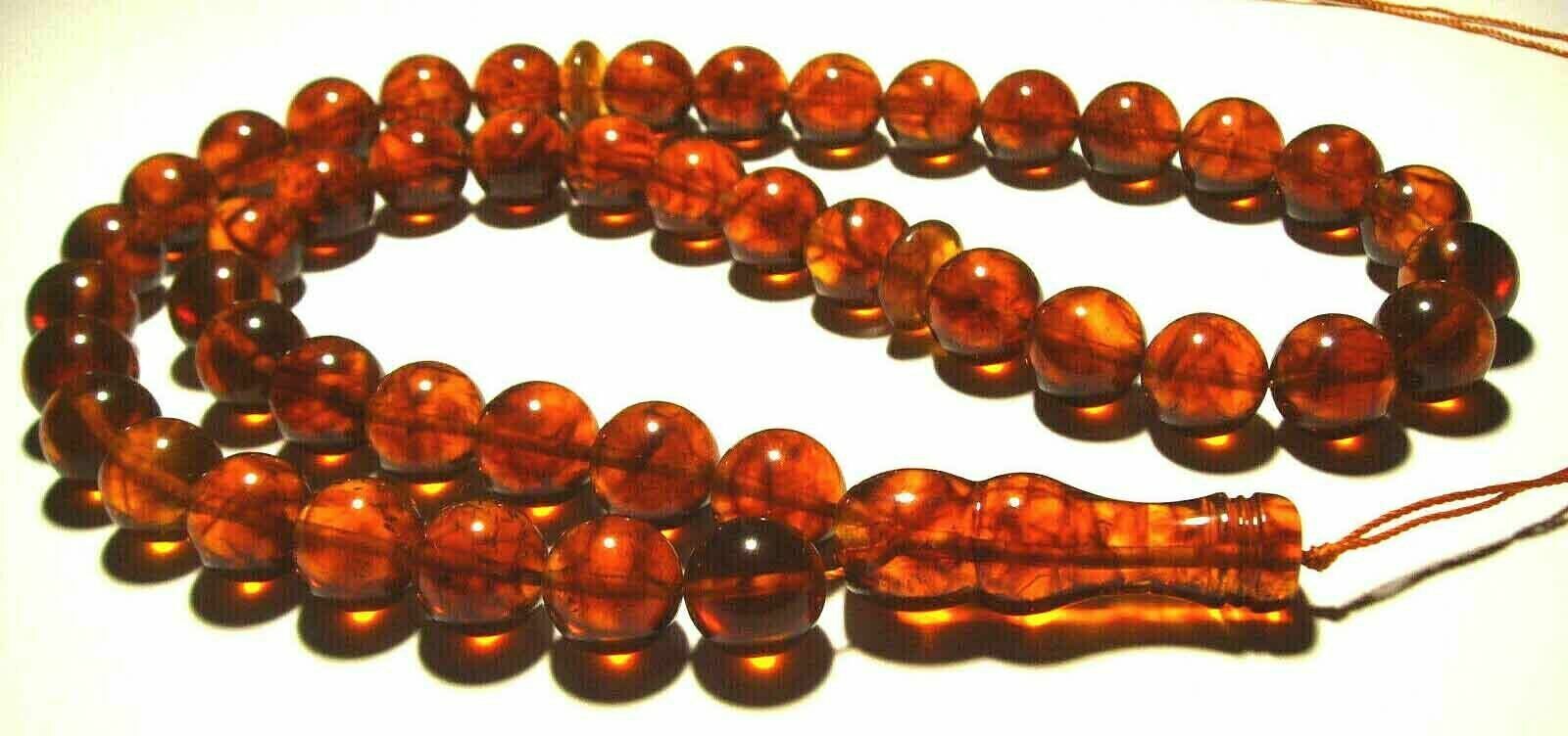 Genuine amber Tespih  Natural Baltic amber prayer 45 beads amber tasbih pressed