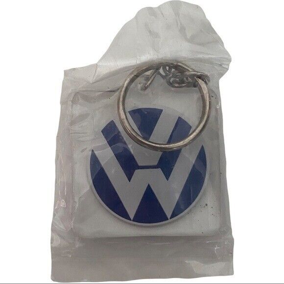 Vintage 80s VW Volkswagen Car Emblem Square Keychain Key Fob NIP