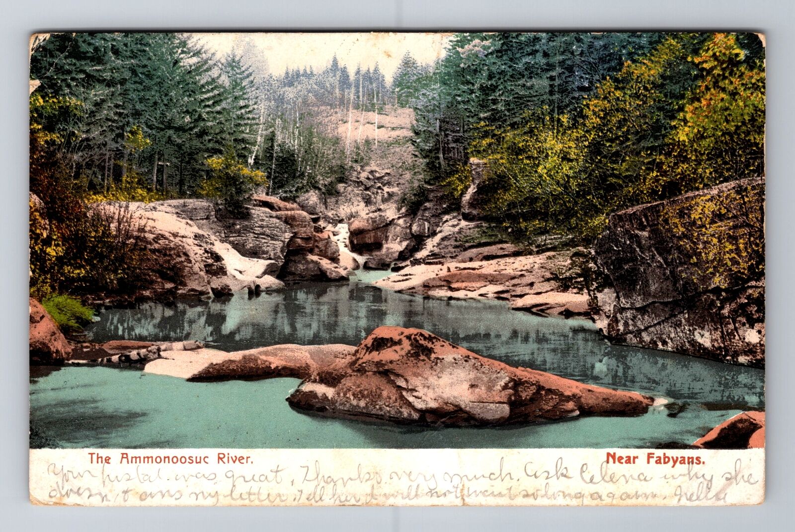 Ammonoosuc River MA-Massachusetts, Scenic River View, Vintage c1906 Postcard