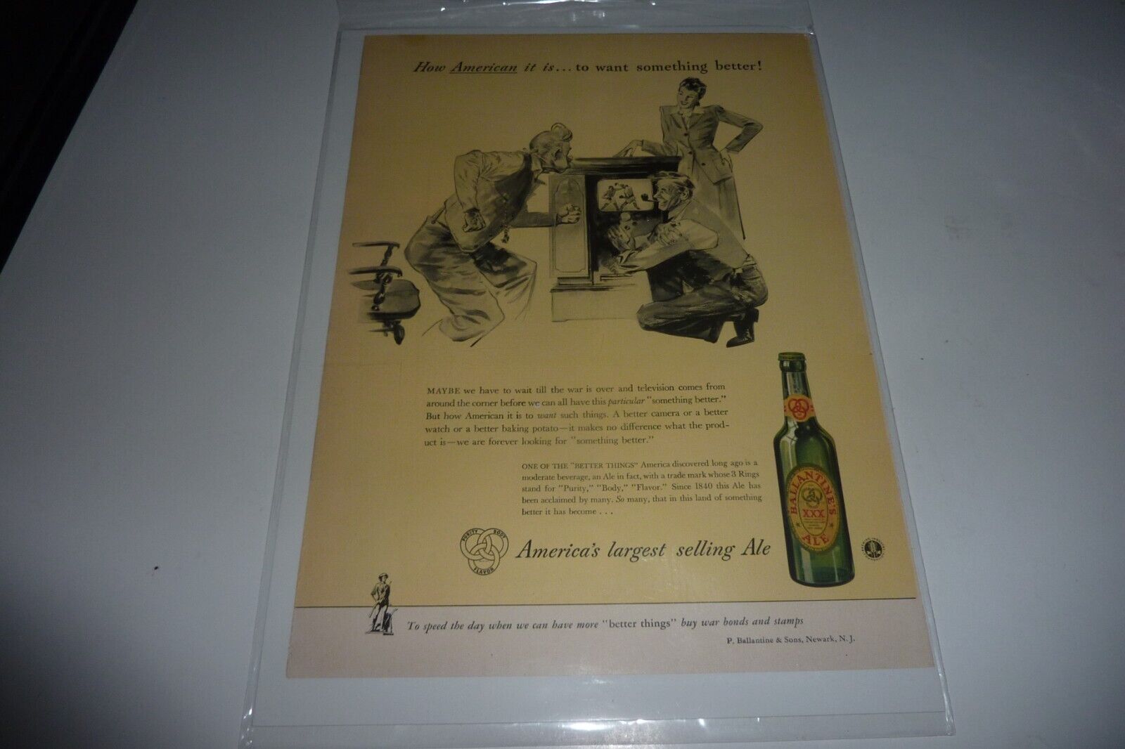 VINTAGE BALLANTINE BEER Print Ad 1940\'s \