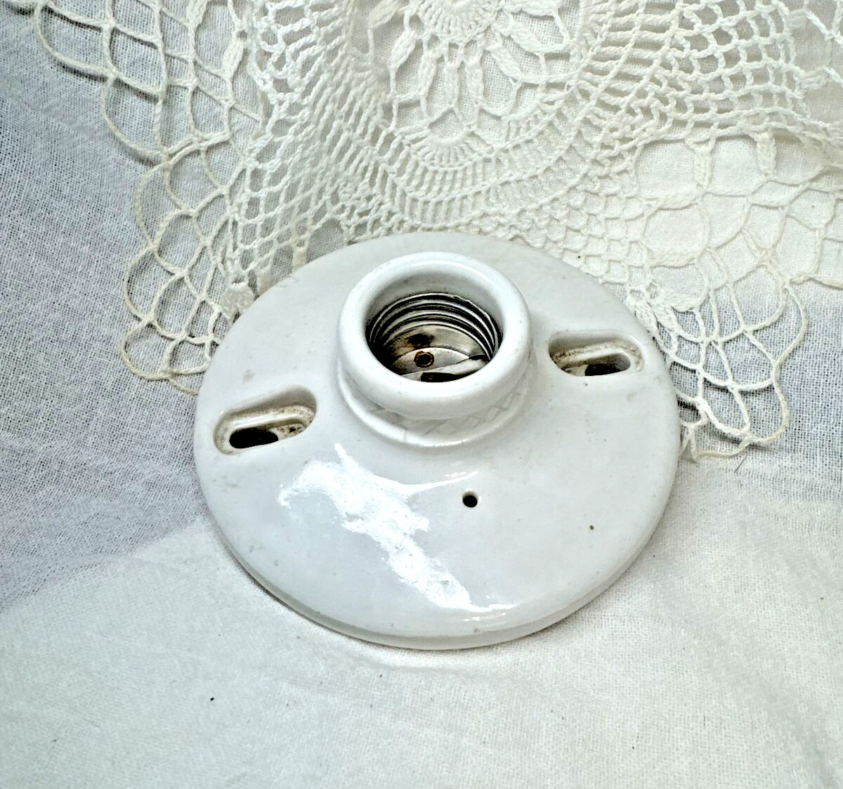 Vintage Leviton Ceramic Porcelain Light Socket Fixture, 9875-X, Made in U.S.A.