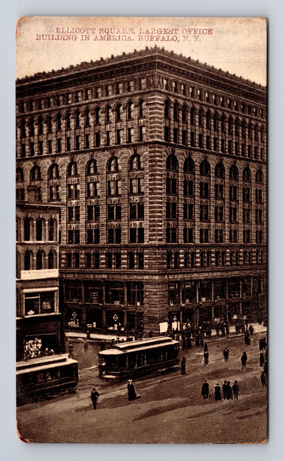 Buffalo NY- New York, Ellicott Square Largest Office Building, Vintage Postcard