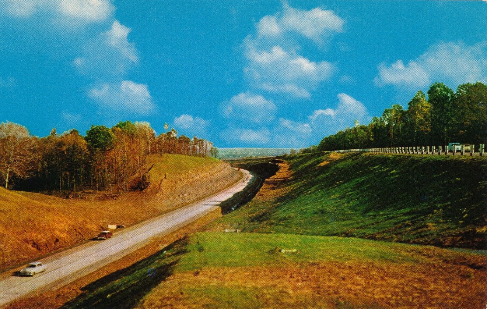 Scenic Spot along the Ohio Turnpike with cars vintage unposted