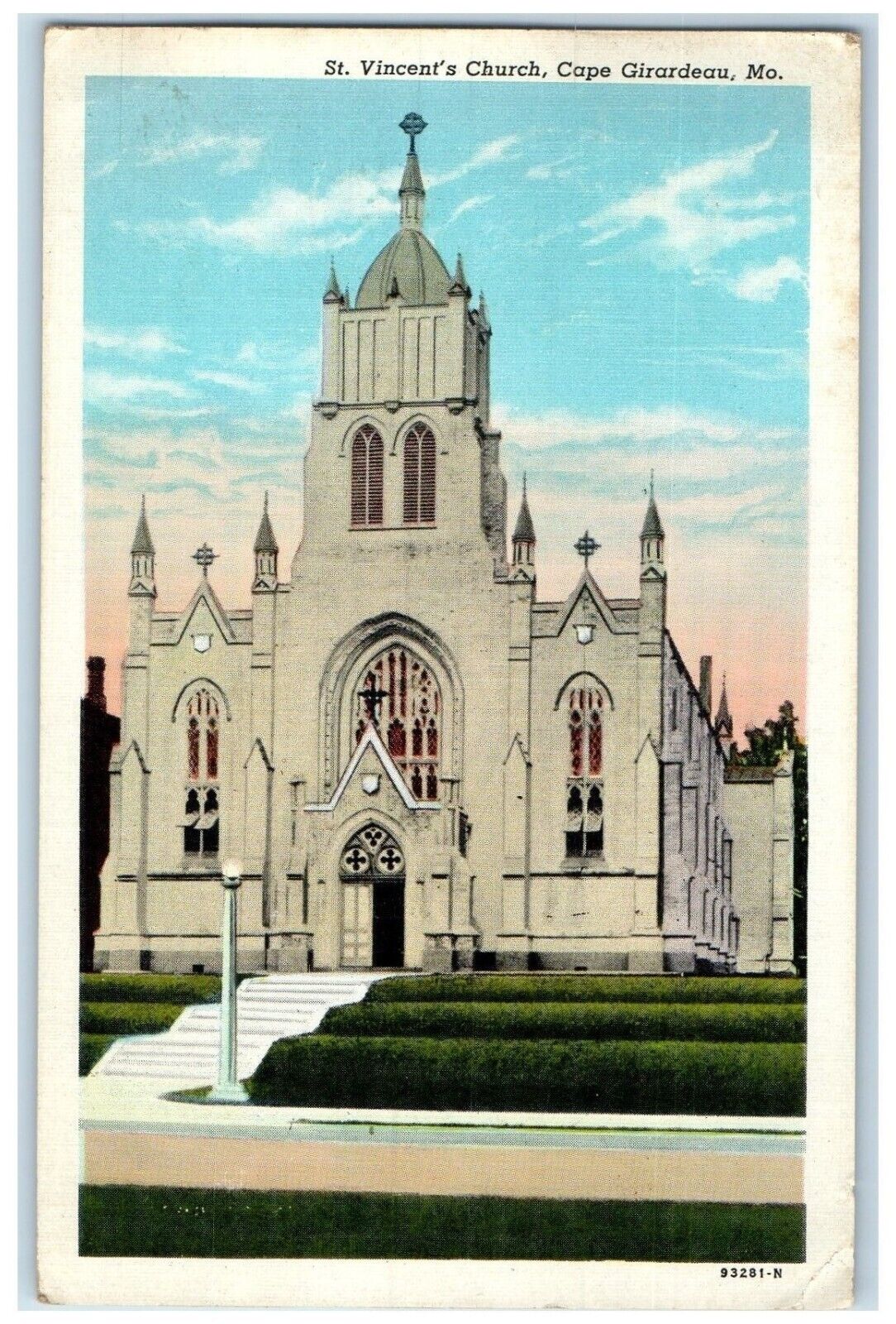 1947 Exterior View St Vincent Church Cape Girardeau Missouri MO Antique Postcard