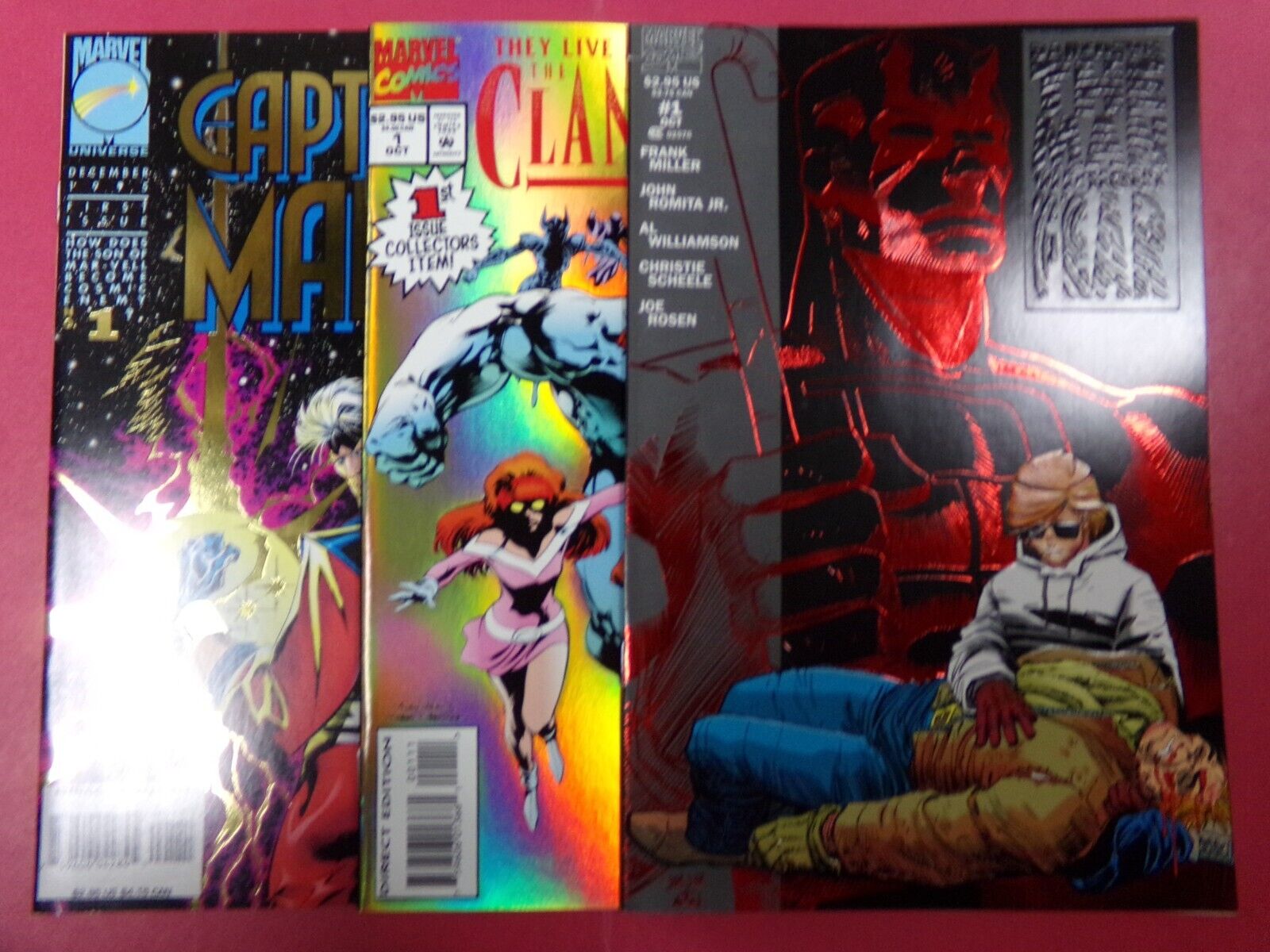 CAPTAIN MARVEL * CLANDESTINE * DAREDEVIL * Lot Of 3 Marvel 1993-95 Foil Covers