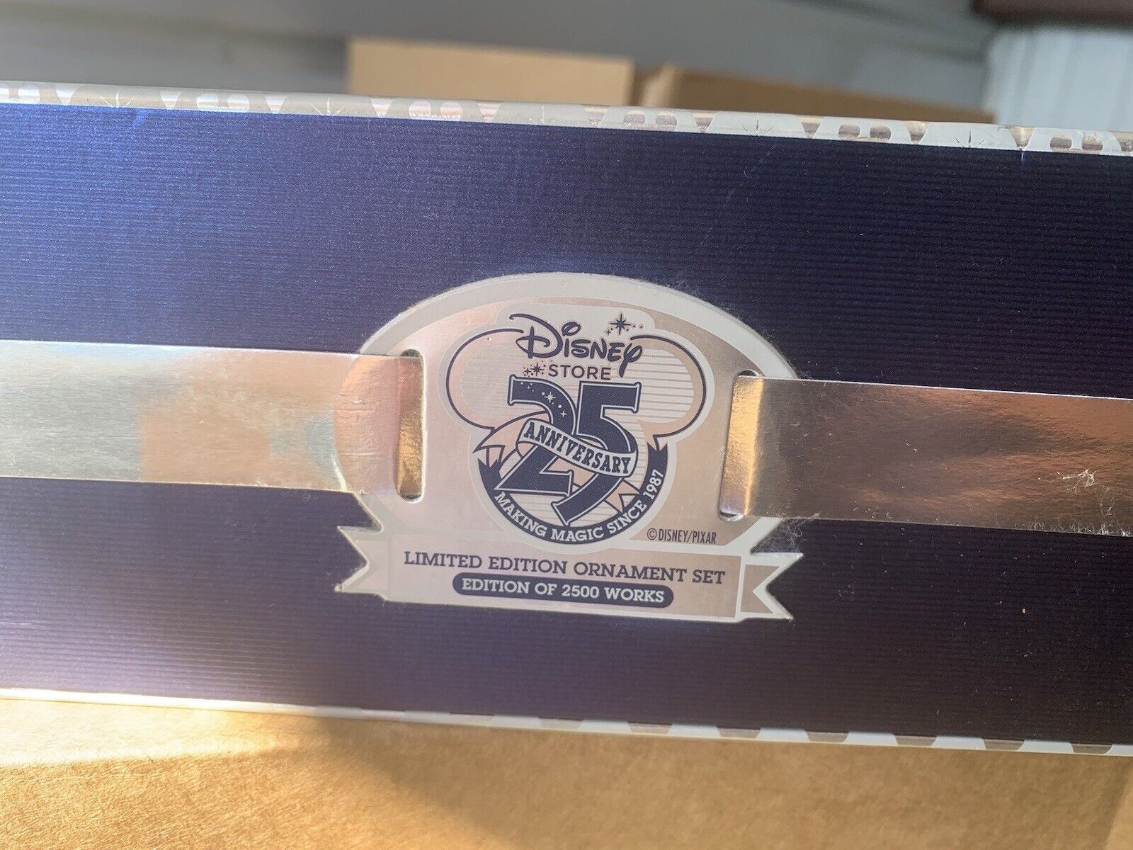 D23~Limited Edition~25th Anniversary~7 SILVER trim ORNAMENTS~NWT~Disney Store