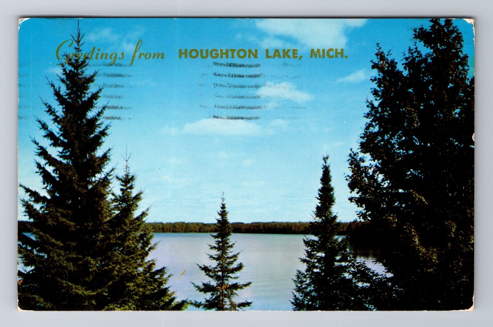 Houghton Lake MI-Michigan, General Greetings, c1954 Antique Vintage Postcard