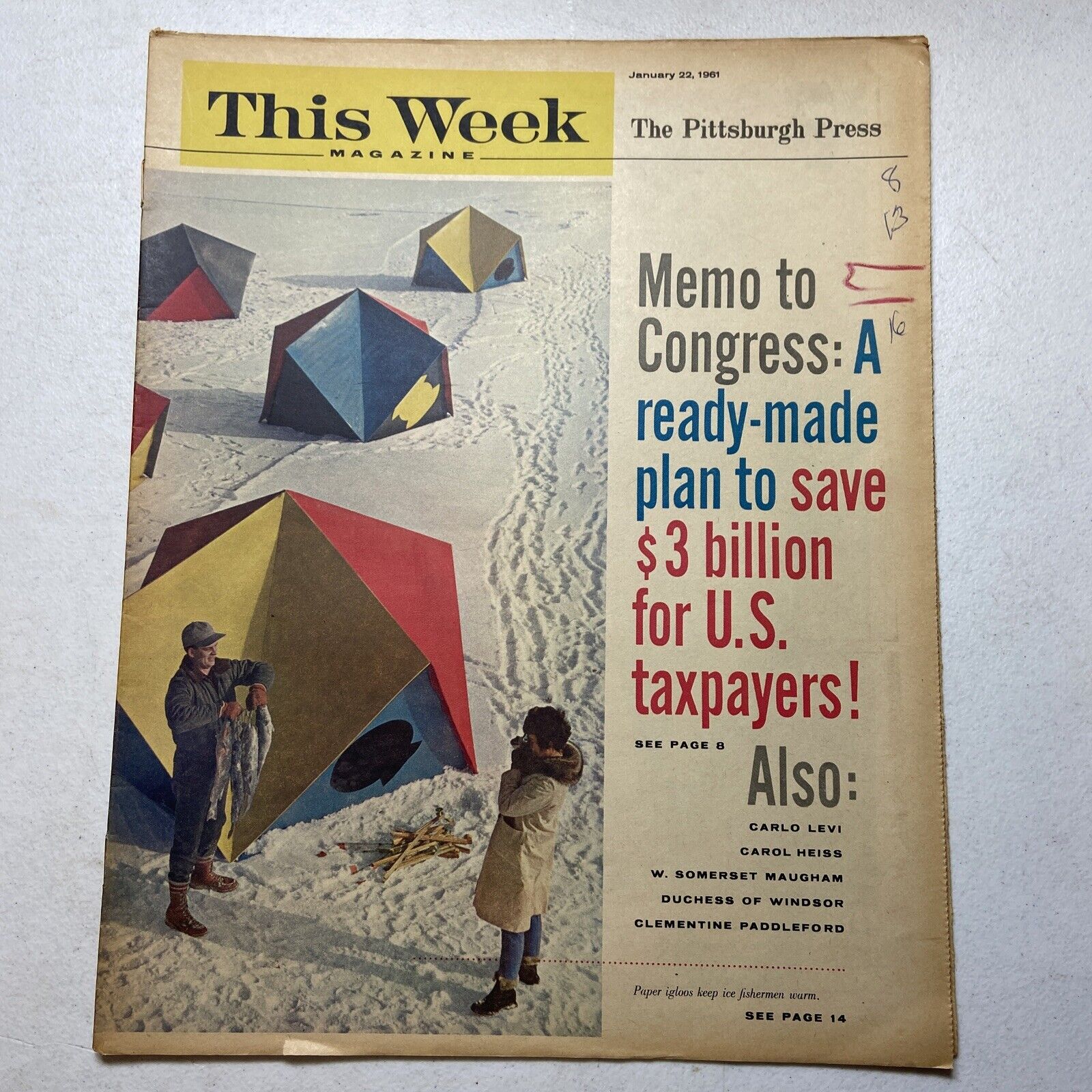THIS WEEK Magazine - January 22, 1961 - Hoover Commission, Carol Heiss, Vtg Cars