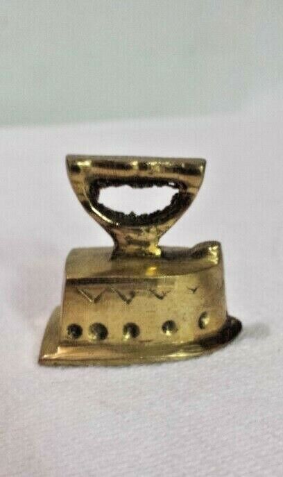 Vtg Solid Brass Miniature Hand Etched Iron Made in India Ironing
