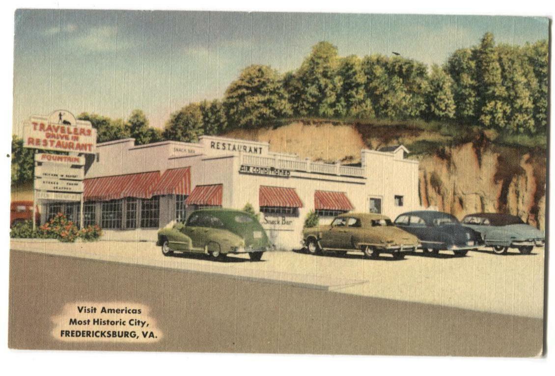 Postcard Traveler\'s Drive Restaurant Fredericksburg VA 