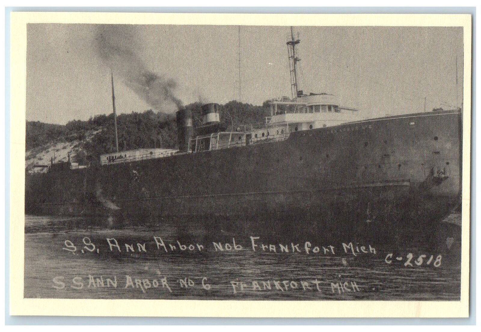 c1940s Steamship Ann Arbor No. 6 Frankfort Michigan MI Unposted Vintage Postcard