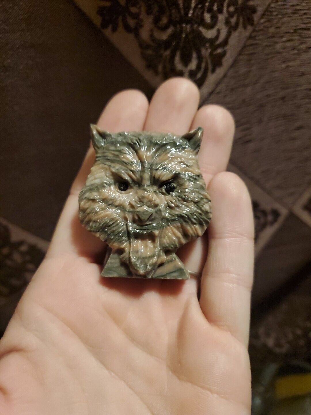 Carved Quartzite Wolf Crystal
