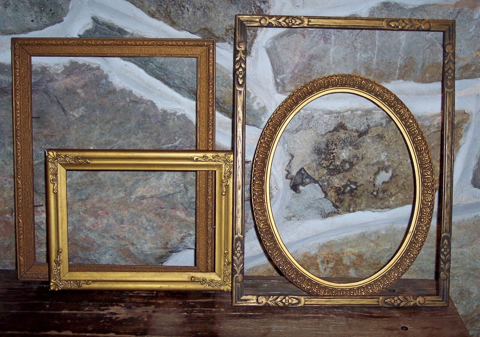 vintage antique gold wood picture frame lot wall decor