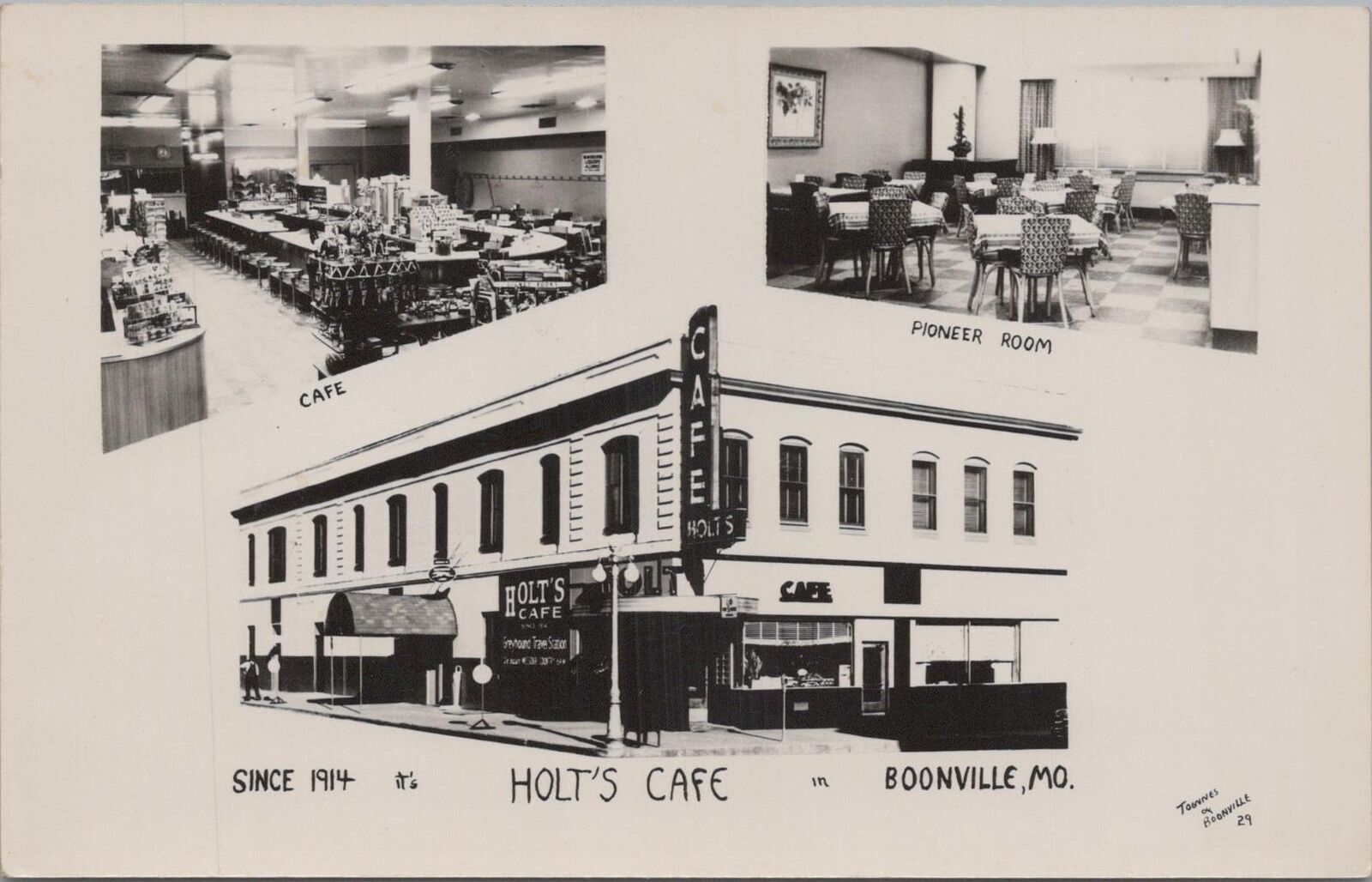 RPPC Postcard Holt's Cafe BoonVille MO Missouri 