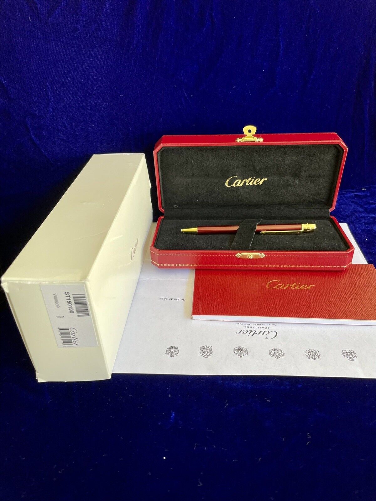 Authentic Cartier Pen Santos de Cartier Bordeaux Ballpoint Pen New Full Set Box