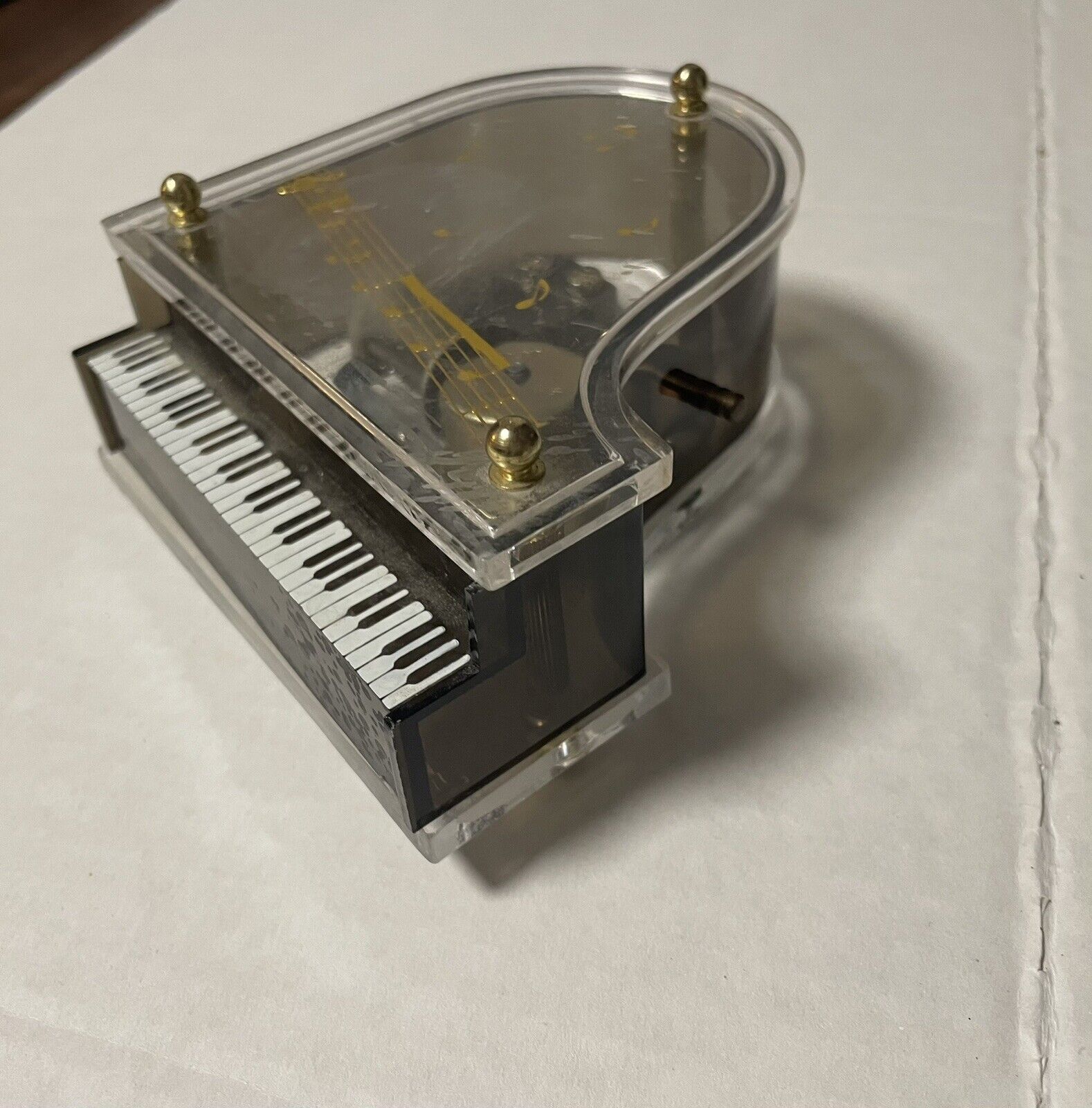 Vintage Clear Lucite Grand Piano Music Box TESTED & WORKING made in Hong Kong