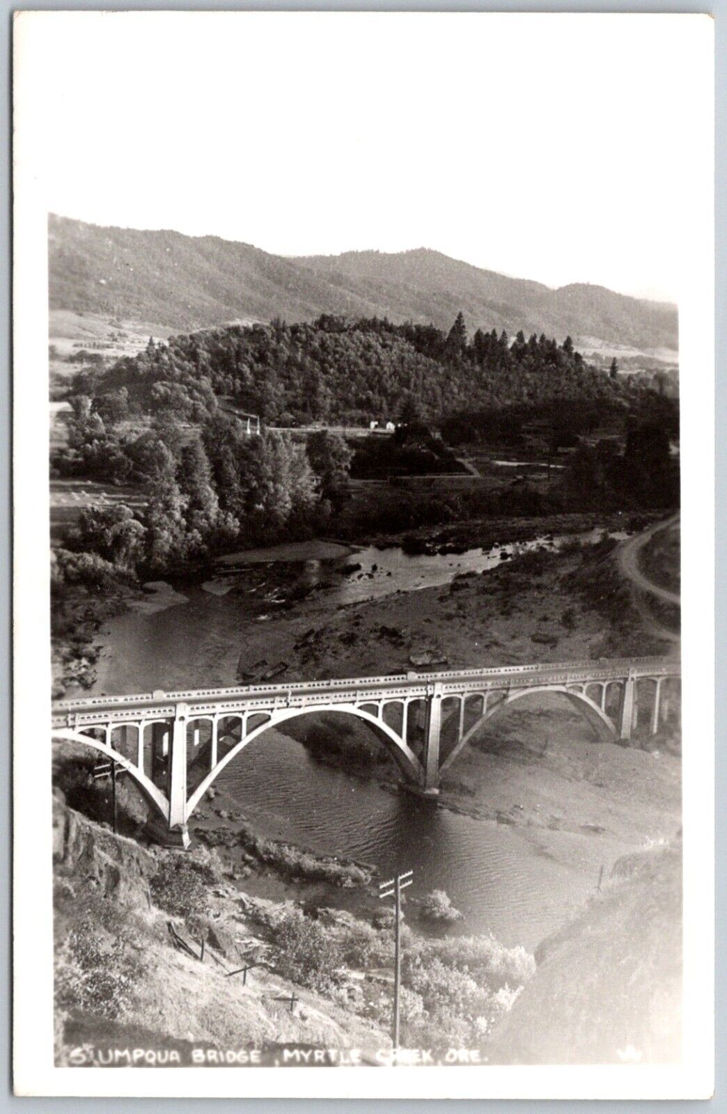 Postcard RPPC OR Myrtle Creek Oregon Umpqua Bridge PS1E